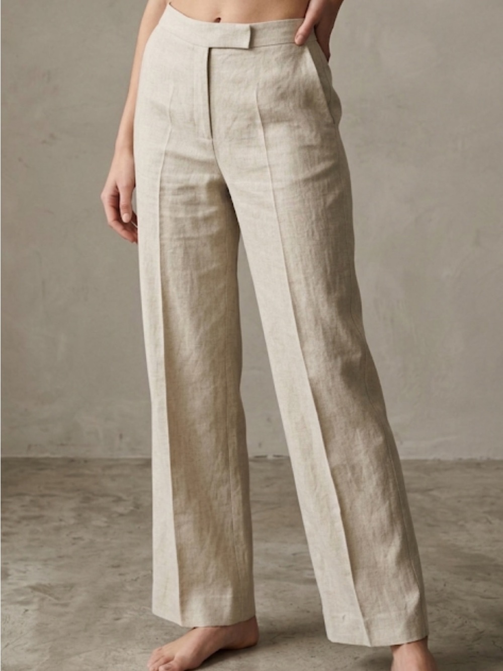 Kenar Y2K 100% linen Wide-Leg Trousers pants not lined light green size 2